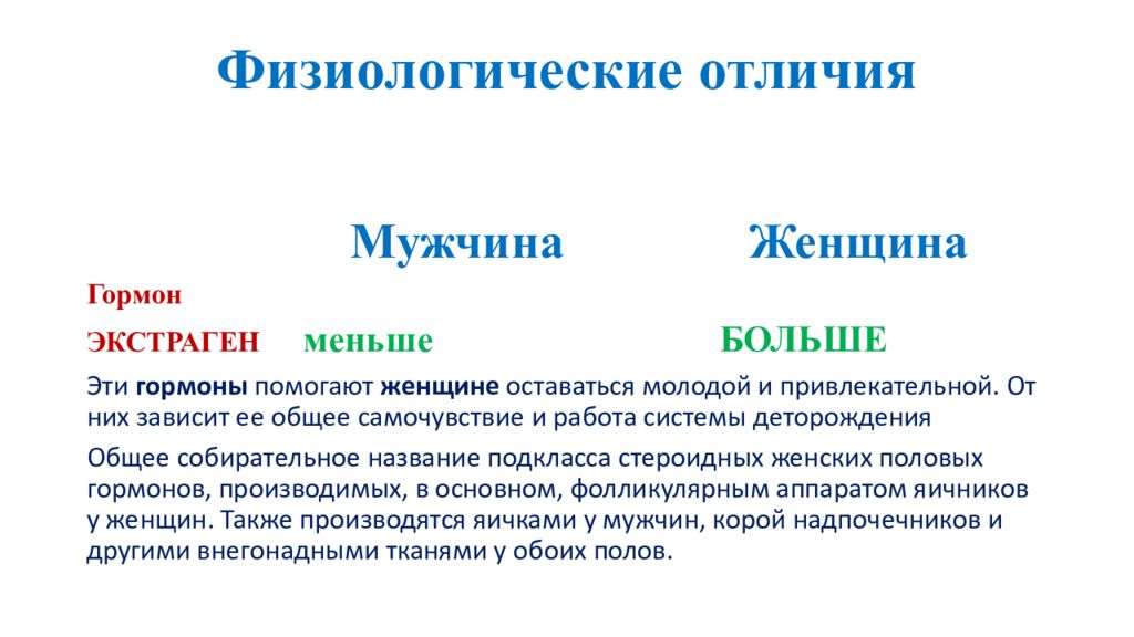 Физиологический и физиологический разница