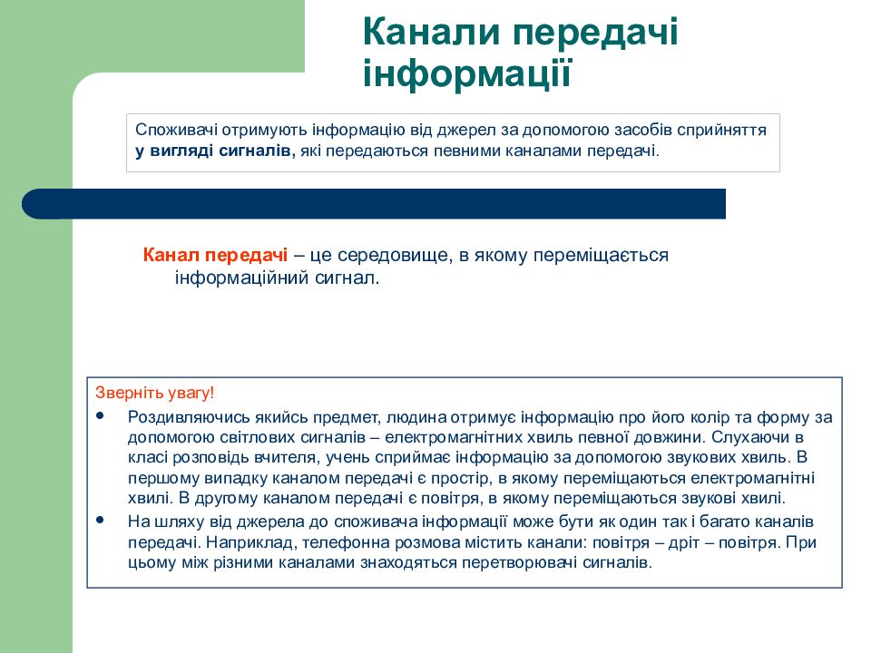 Інформатика. Перший рік Канали передачі інформації