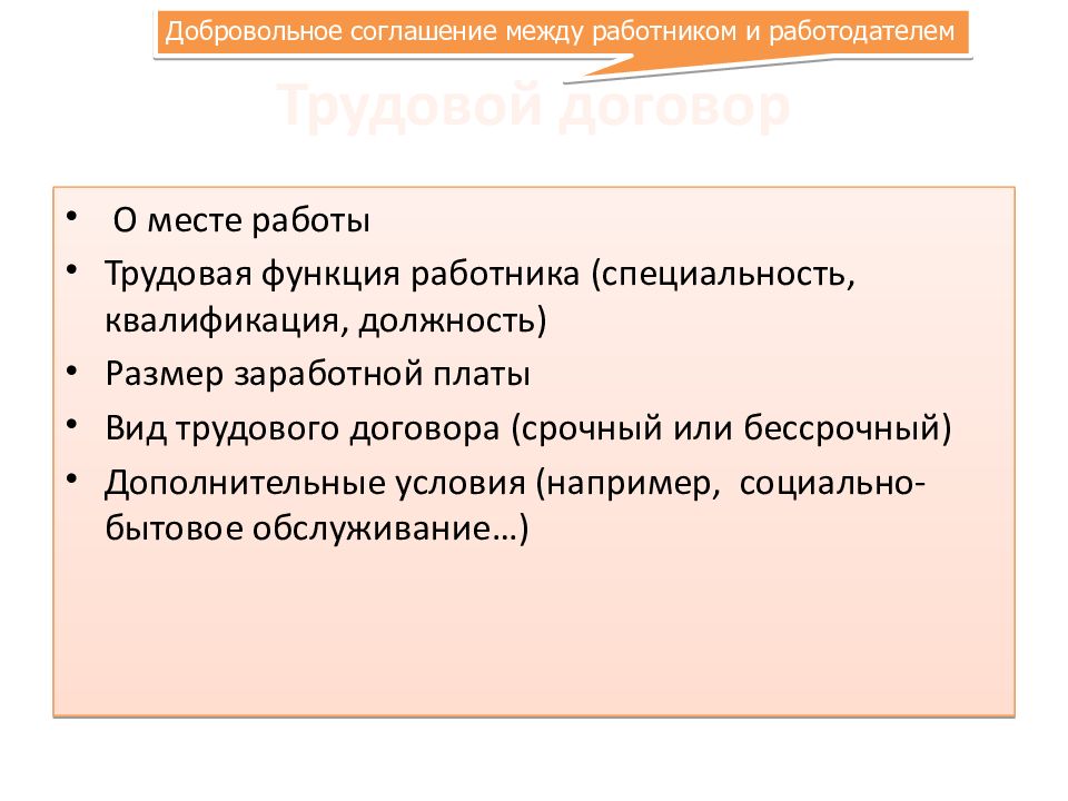 Добровольное соглашение между работником и работодателем