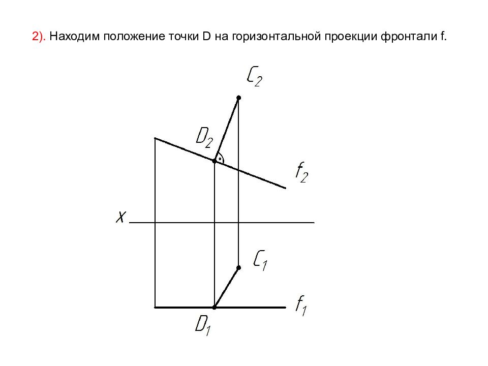 Фронталь. Горизонтальная проекция. Горизонтальная проекция точки. Проекция фронтали. Горизонтальная проекция фронтали.