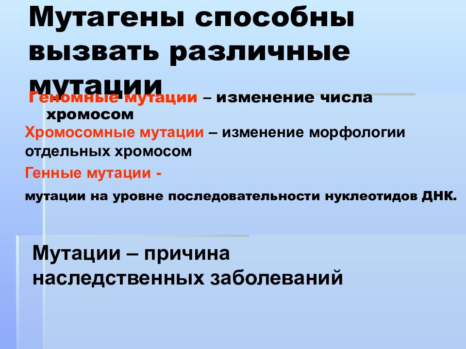 Влияние мутагенов на организм человека презентация