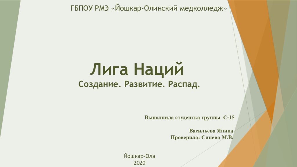 Лига Наций Создание. Развитие. Распад.