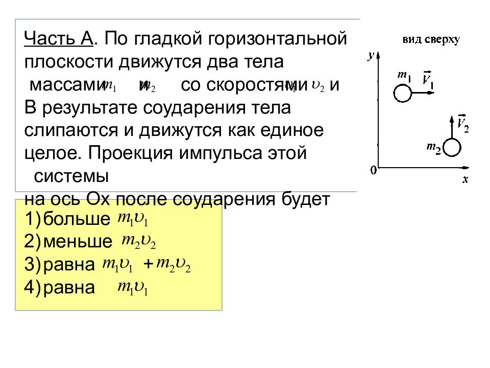 По гладкой горизонтальной плоскости движутся. Проекция импульса это как.