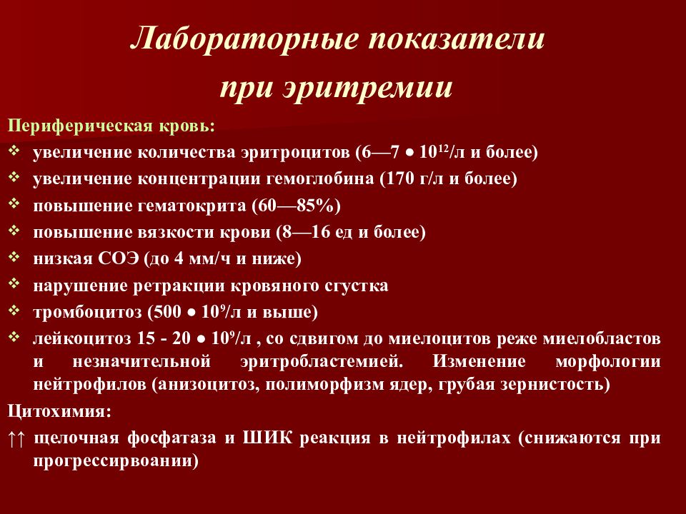 Картина крови при эритремии