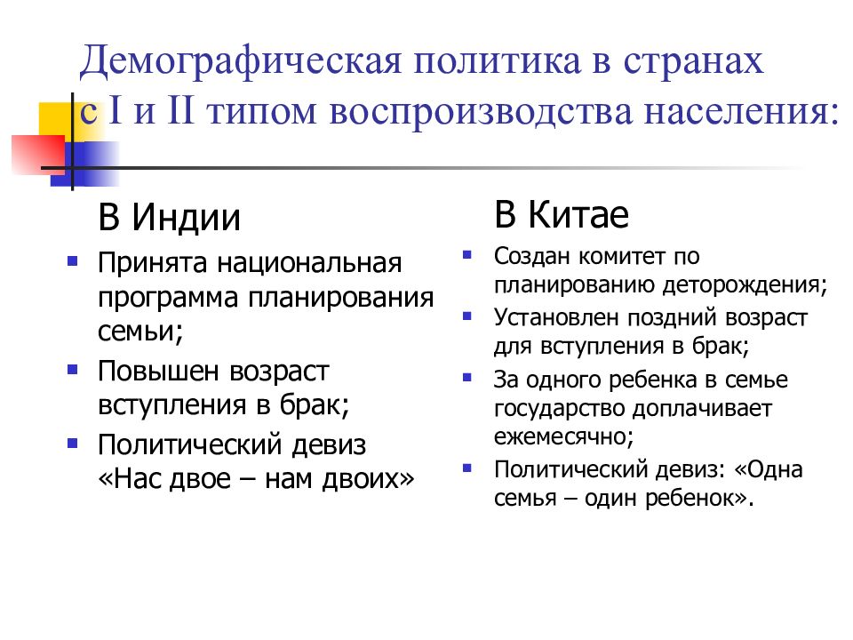 Демографическая политика воспроизводство населения