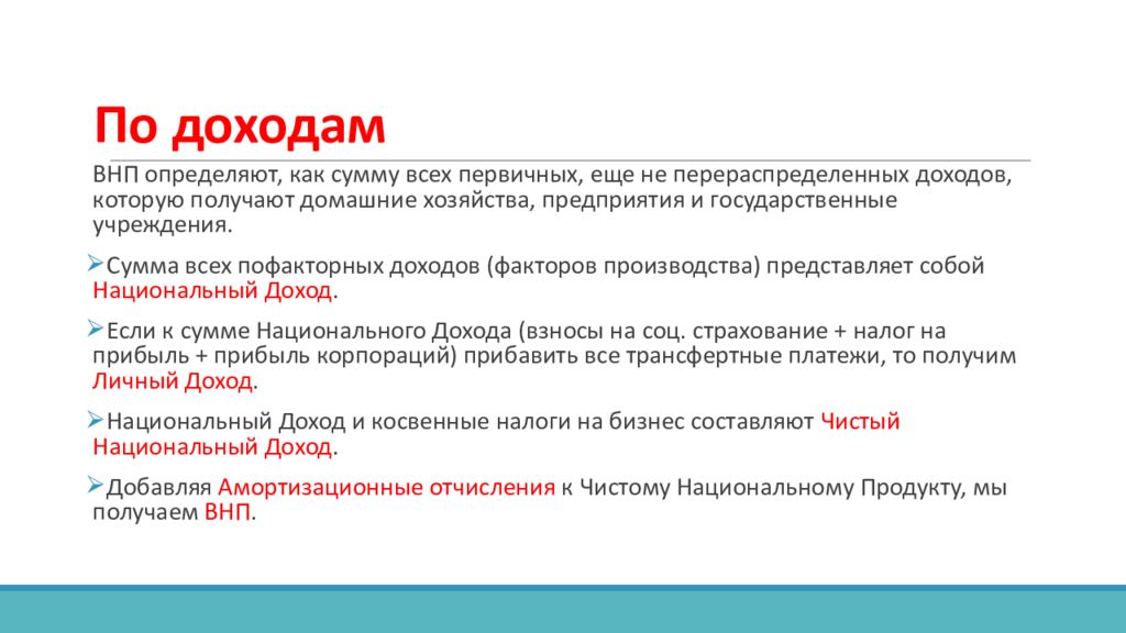 Как определить доход человека. Валовый национальный доход определяется как. Критерий определения ВНП. Перераспределяемого ВНП. ВНП по доходам.