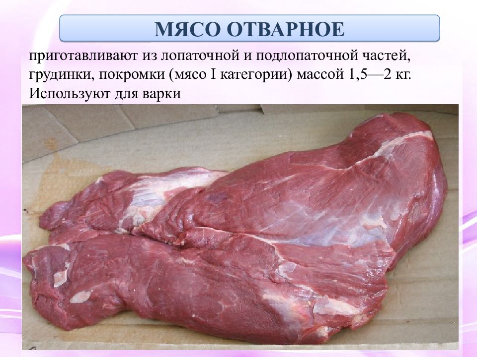 Полуфабрикаты из говядины презентация