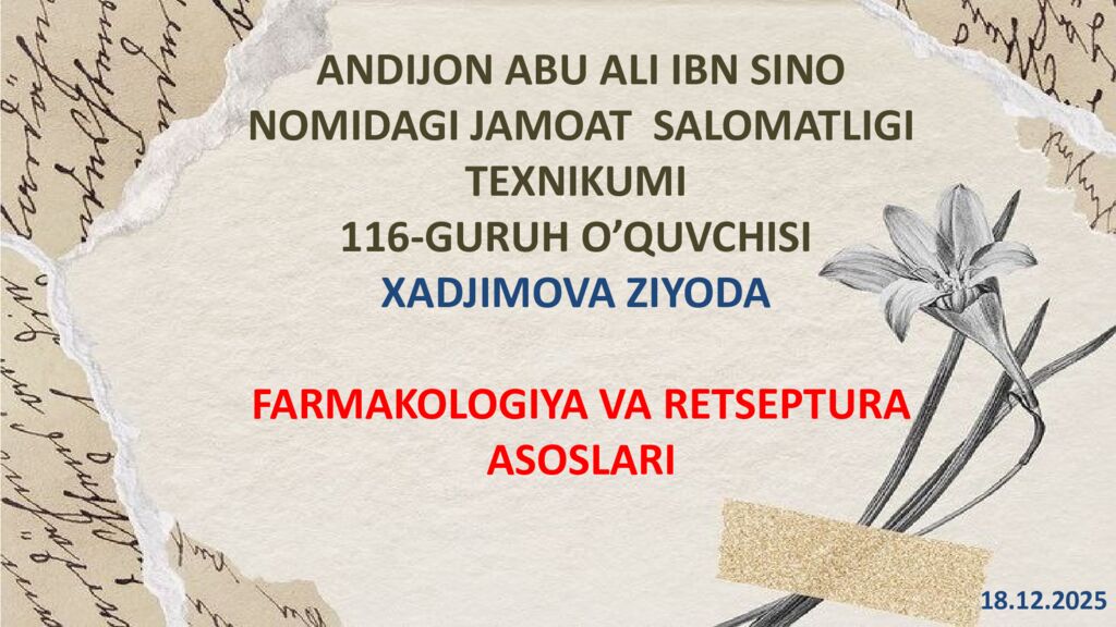 ANDIJON ABU ALI IBN SINO NOMIDAGI JAMOAT SALOMATLIGI TEXNIKUMI 116-GURUH