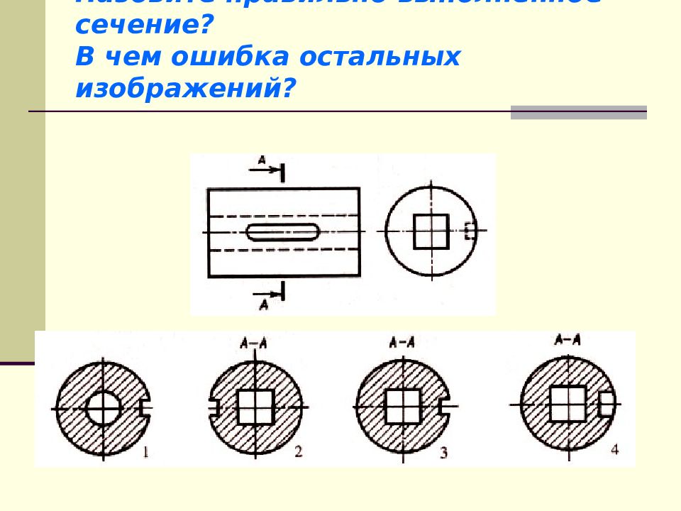 Сечения бывают. Какое сечение выполнено правильно?. Выполнено сечение на чертеже. Выполните указанное сечение. Правильно выполненное сечение.