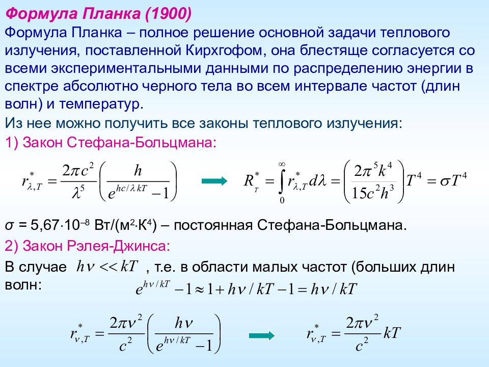 Формула абсолютно черного тела