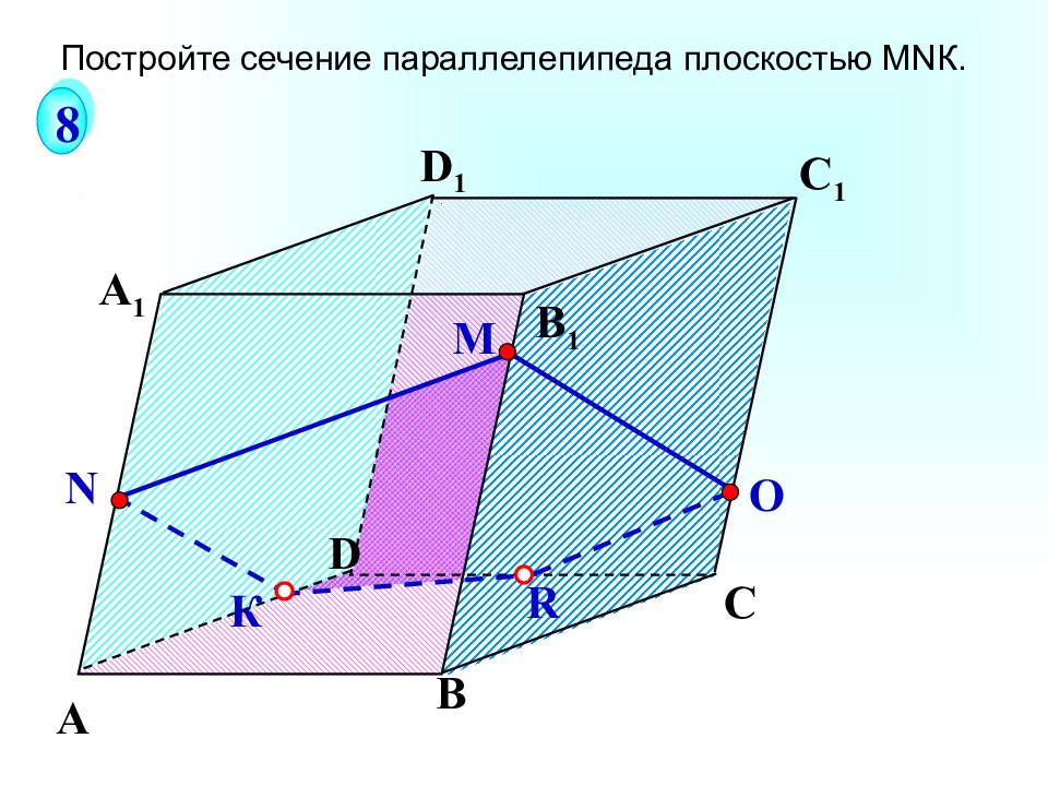 Постройте сечение mnk. Сечение параллелепипеда плоскостью. Построение сечение параллелепипеда плоскостью. Постройки сечение параллелепипеда плоскостью. Сечение многогранника параллелепипеда.