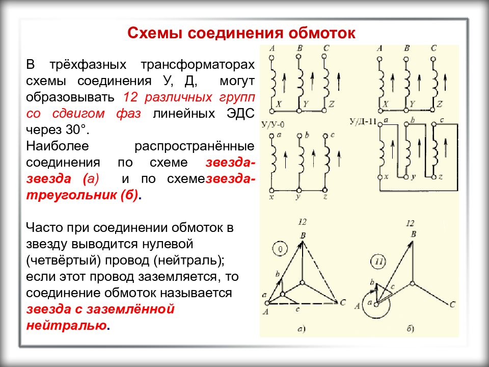 Схема соединения обмоток звезда