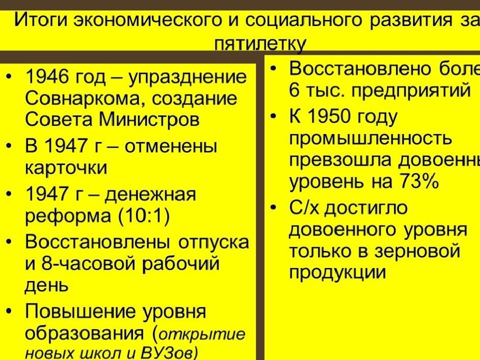 Презентация ссср в 1945 1953 восстановление экономики