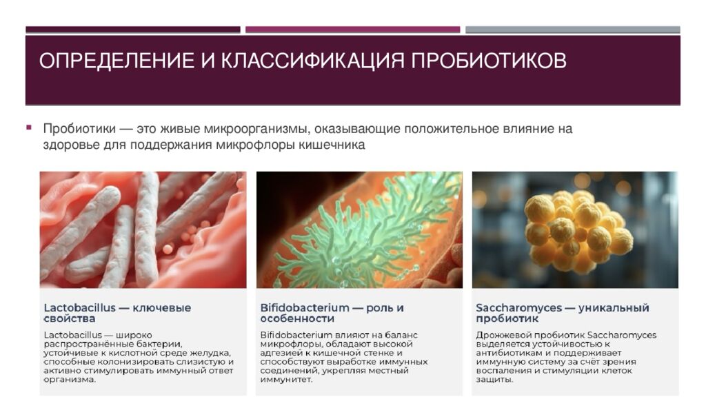 Определение и классификация пробиотиков