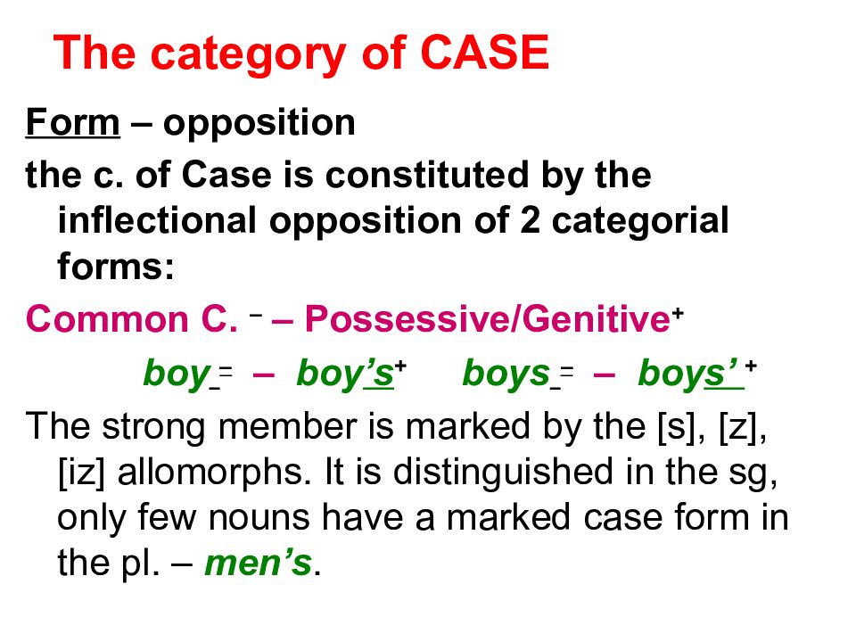 Case presentations. The category of Case на русском. Common Case and possessive Case. Common Case в английском языке. Оппозиция genitive Case and common Case opposition.