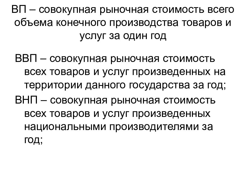 Стоимость товаров и услуг произведенных внутри страны