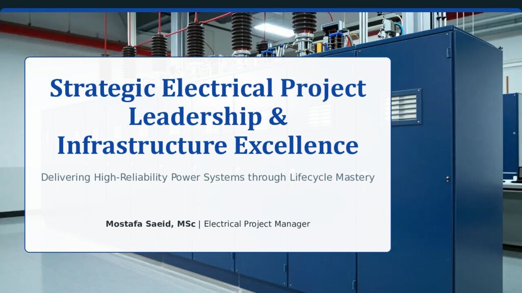 Strategic Electrical Project Leadership & Infrastructure Excellence Delivering