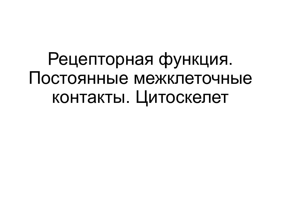 Рецепторная функция. Постоянные межклеточные контакты. Цитоскелет