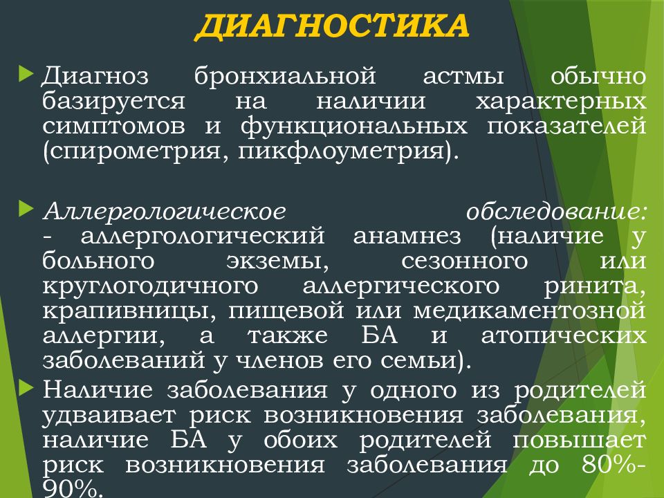 План обследования больного с бронхиальной астмой