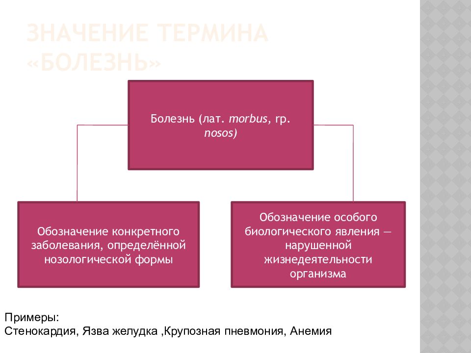 Основное заболевание пример