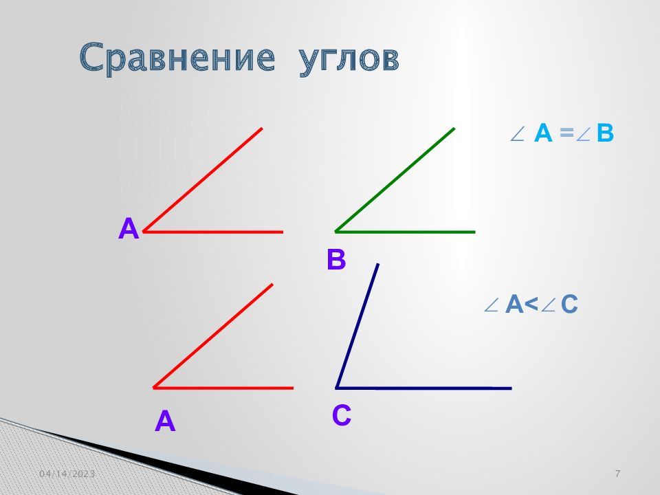 Виды углов