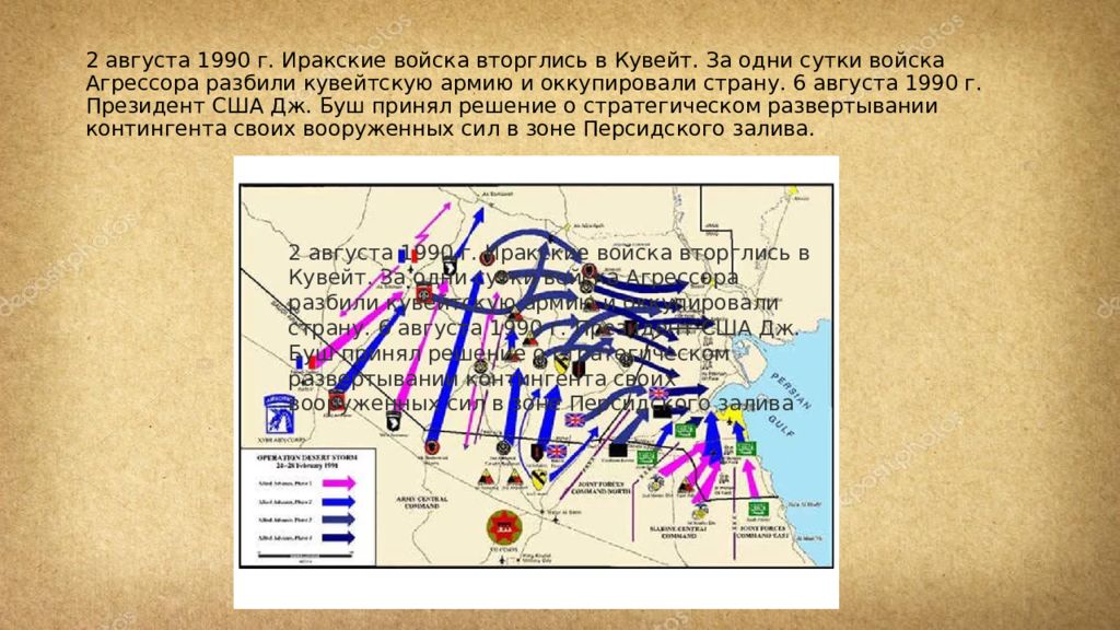 Война в персидском заливе карта