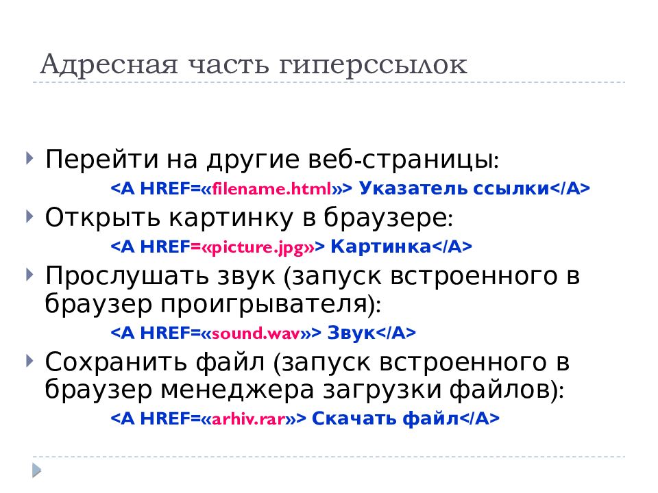 Как называется гиперссылка изображенная на рисунке ссылка гипертекст web адрес двоичный код