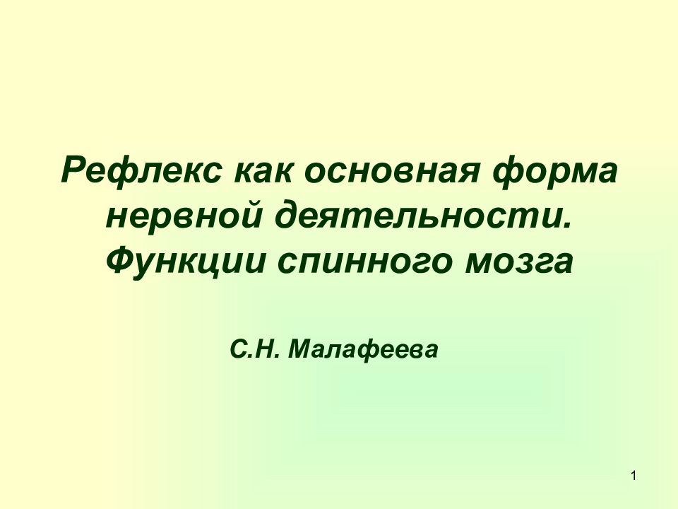 Рефлекс как основная форма нервной деятельности. Функции спинного мозга