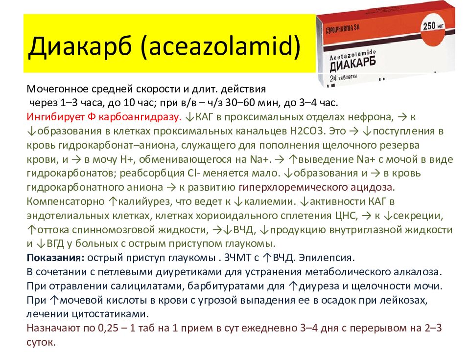 Как принимать диакарб и аспаркам взрослым схема