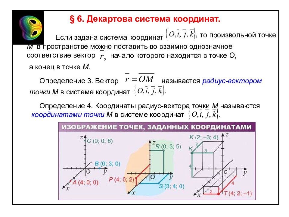 Декартовы координаты в пространстве презентация