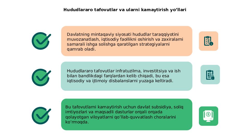 Hududlararo tafovutlar va ularni kamaytirish yo‘llari