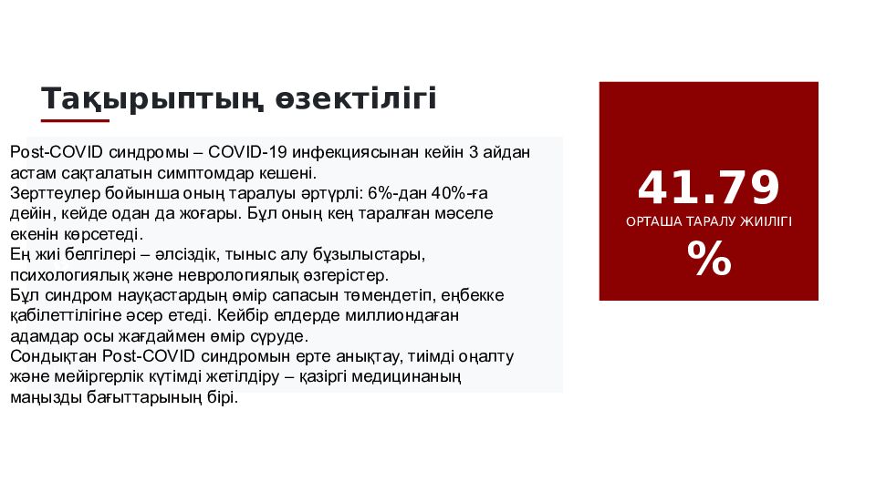 Post-COVID синдром: клиникалық көрінісі, диагностикасы және мейіргерлік