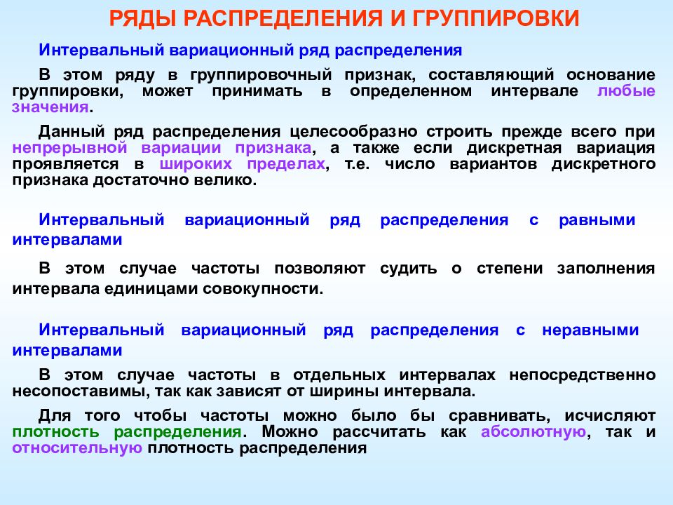 Вариационные распределения. Непрерывная вариация признака. Вариационное моделирование. Распределение с неравными интервалами. Сущность рядов распределения.