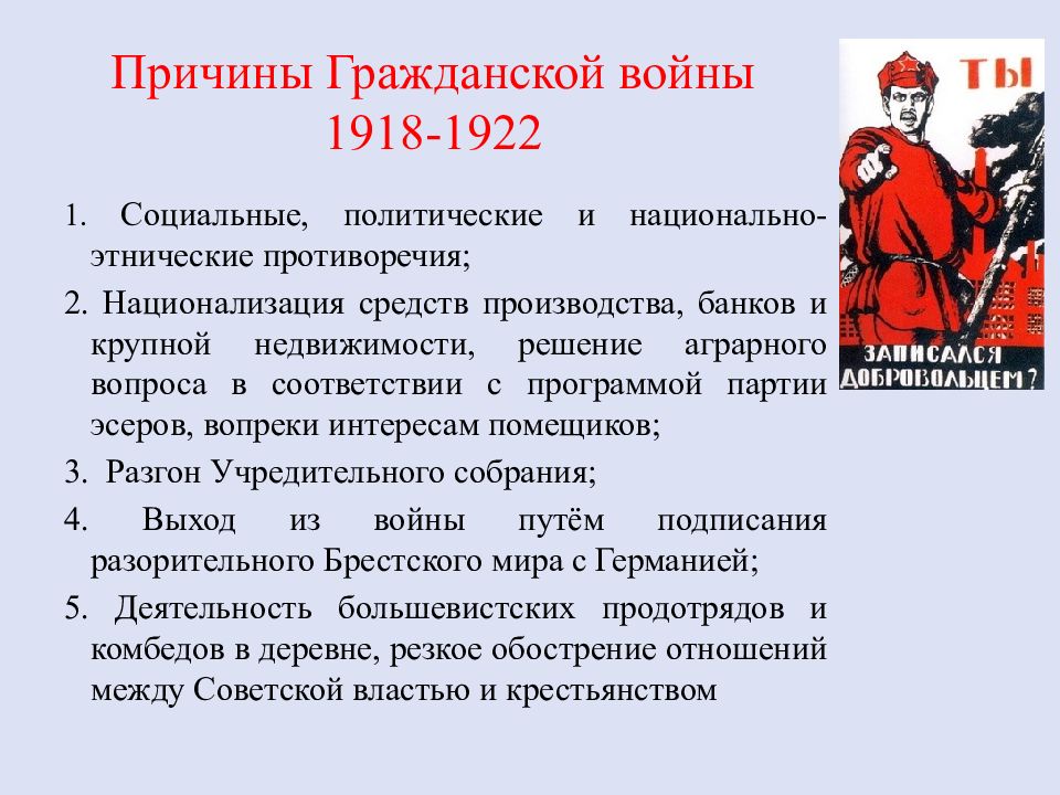 Гражданская война 1918 1922 презентация