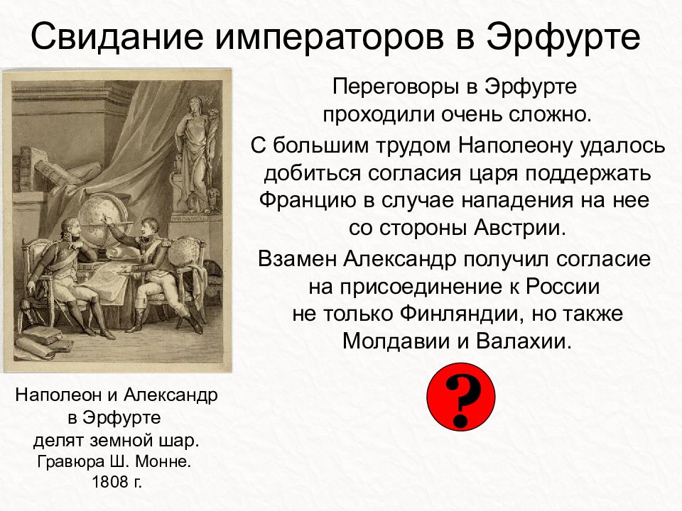 Кто уйдет в императоре. Переговоры в Эрфурте. Свидание императоров. Образ императора в литературе.