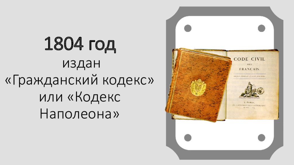 Общая характеристика гражданского кодекса 1804 г. Гражданский кодекс Наполеона. Кодекс Наполеона 1804. Кодекс Наполеона 1804 схема. Кодекс Наполеона презентация.