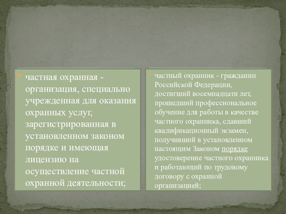 Частная охранная и детективная деятельность презентация