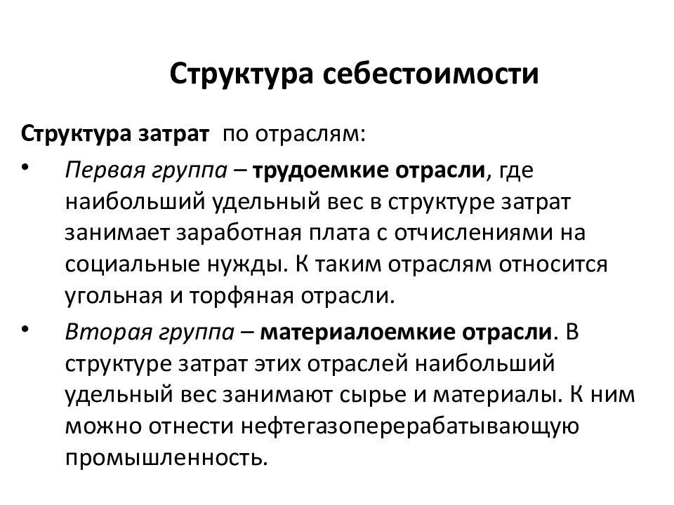 Структура себестоимости