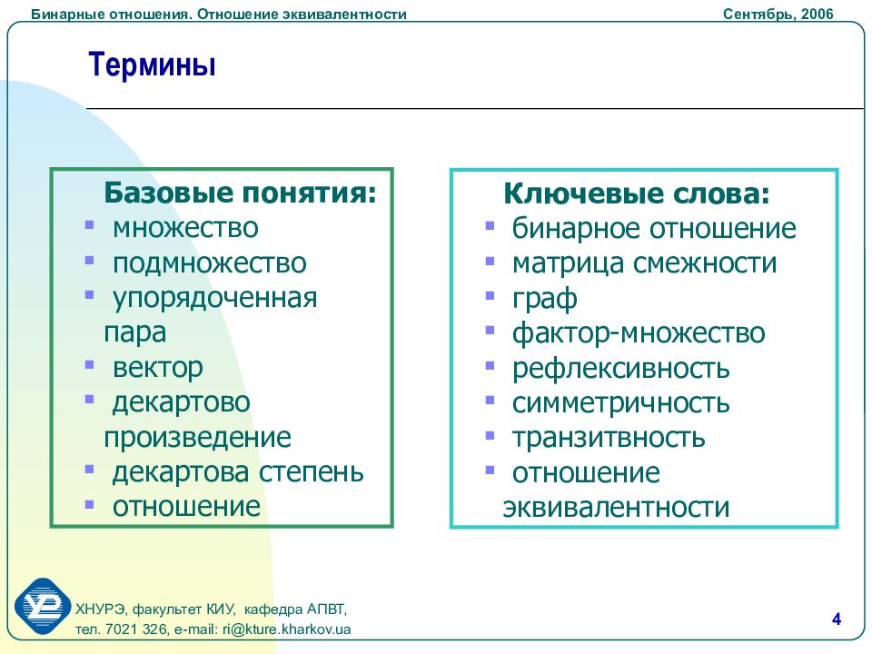 Отношение эквивалентности разбиение множества