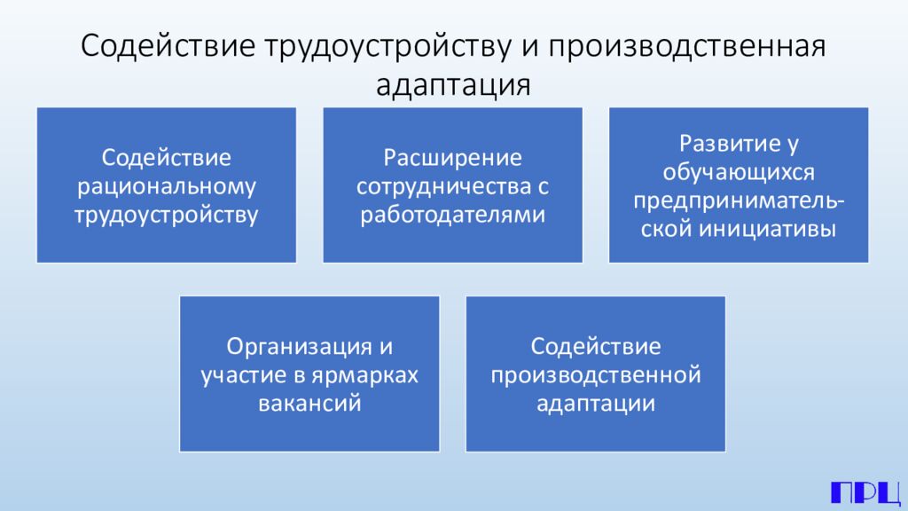 Содействие трудоустройству и производственная адаптация