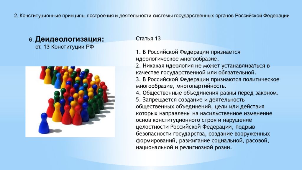 В качестве государственной или обязательной. Статья 13 Конституции РФ. Конституционные основы организации. Политическое многообразие Конституция. В Российской Федерации признаются политическое.