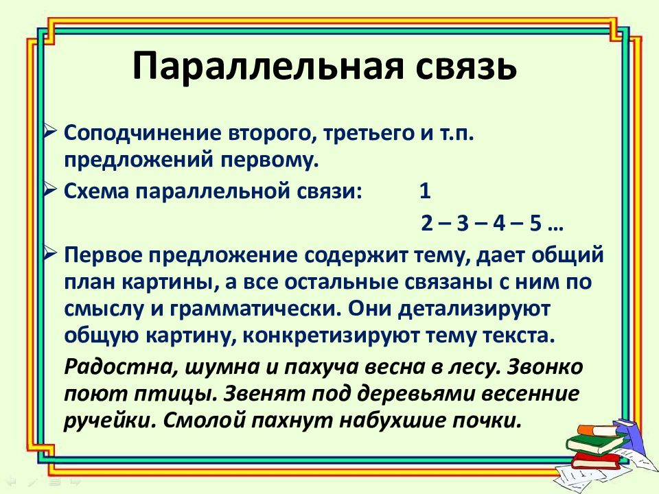 Последовательная связь предложений схема