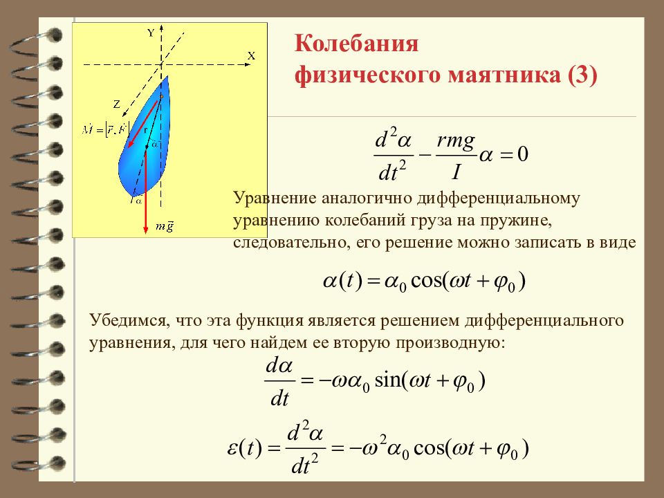 Колебание имеет вид. Решение дифференциального уравнения колебаний физического маятника. Дифференциальное уравнение малых колебаний физического маятника. Вывод дифференциального уравнения физического маятника. Дифференциальное уравнение движения физического маятника.