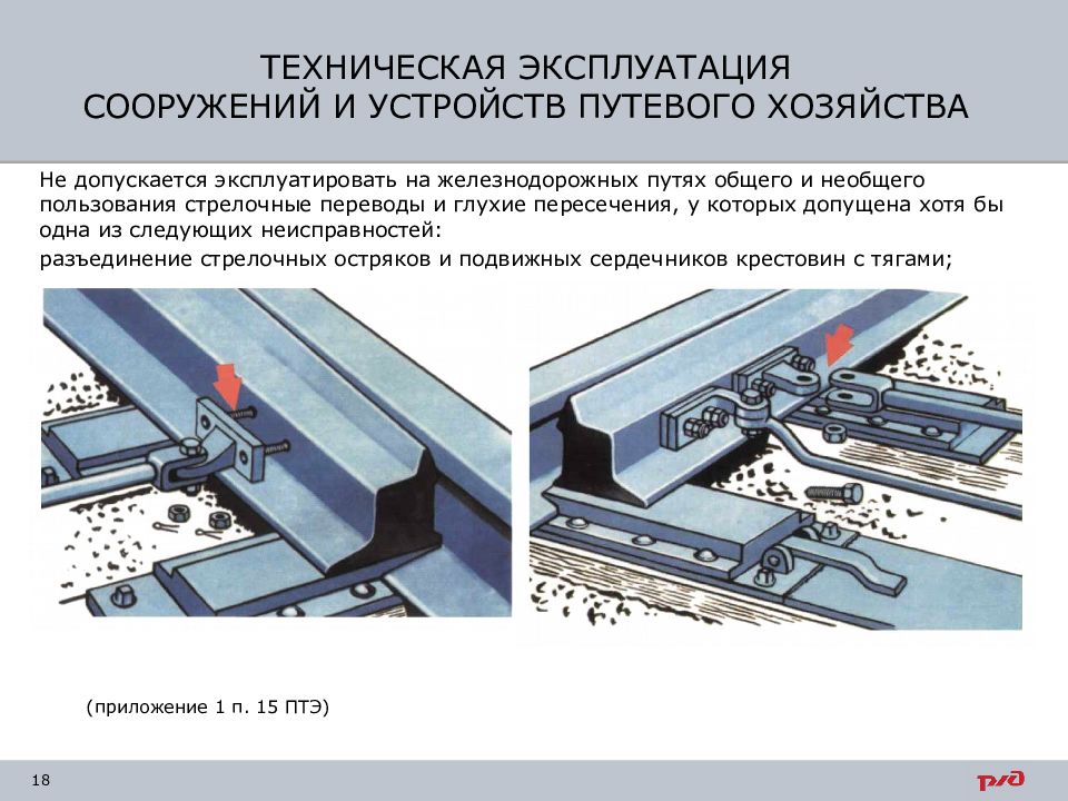 Технический путь. Роликовое устройство стрелочного перевода. Техническая эксплуатация сооружений и устройств путевого хозяйства. Неисправности стрелочного перевода. ПТЭ.