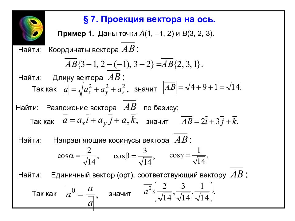 Векторная алгебра презентация