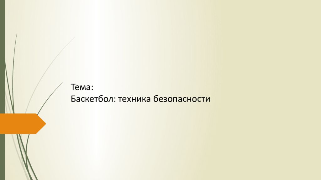 Тема: Баскетбол: техника безопасности