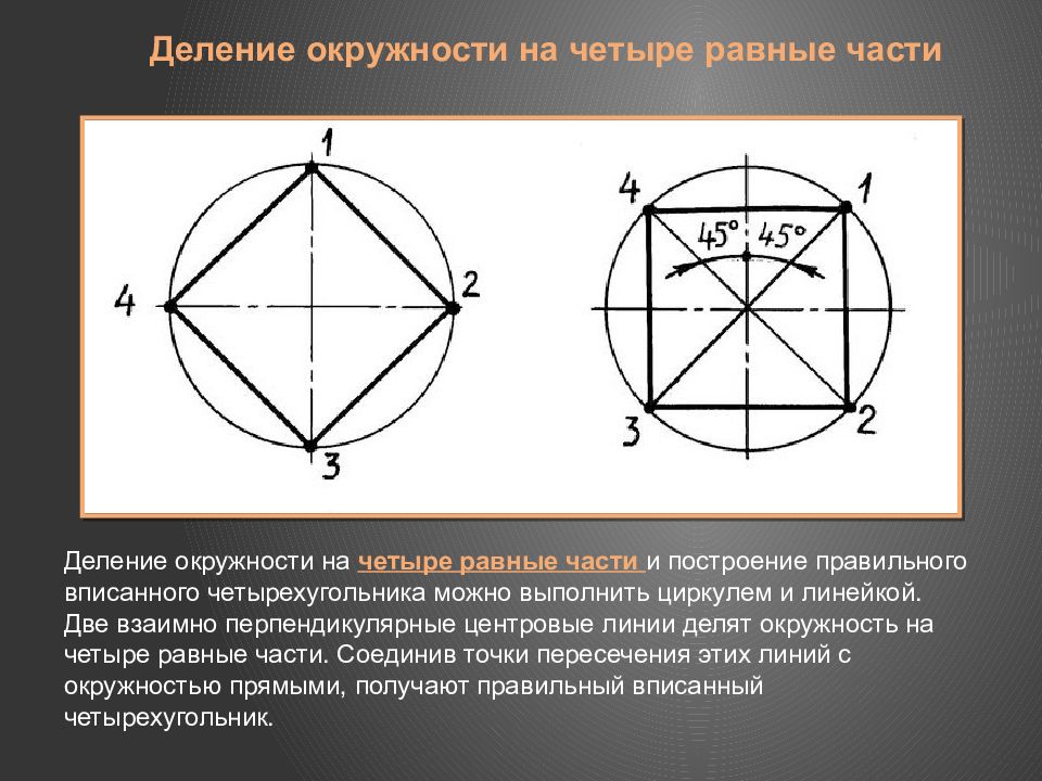 Рисунок деление окружности на равные части