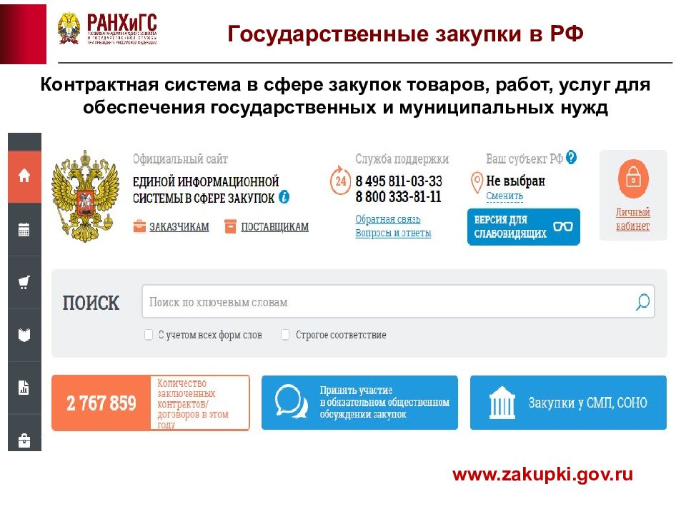 О государственных закупках товаров работ услуг. Zakupki.gov.ru.