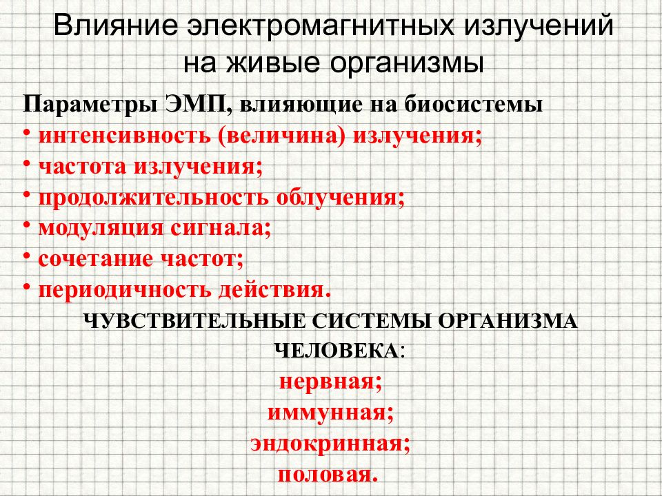 Влияние электромагнитного излучения на организм человека проект