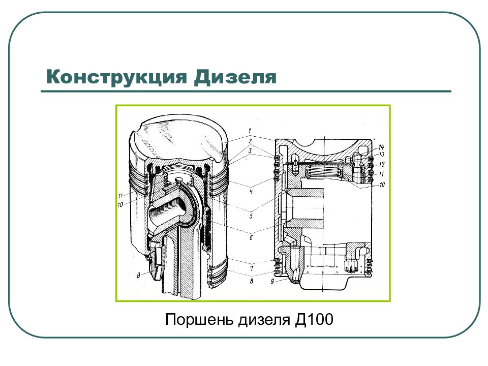 Поршень дизеля 10д100 чертеж